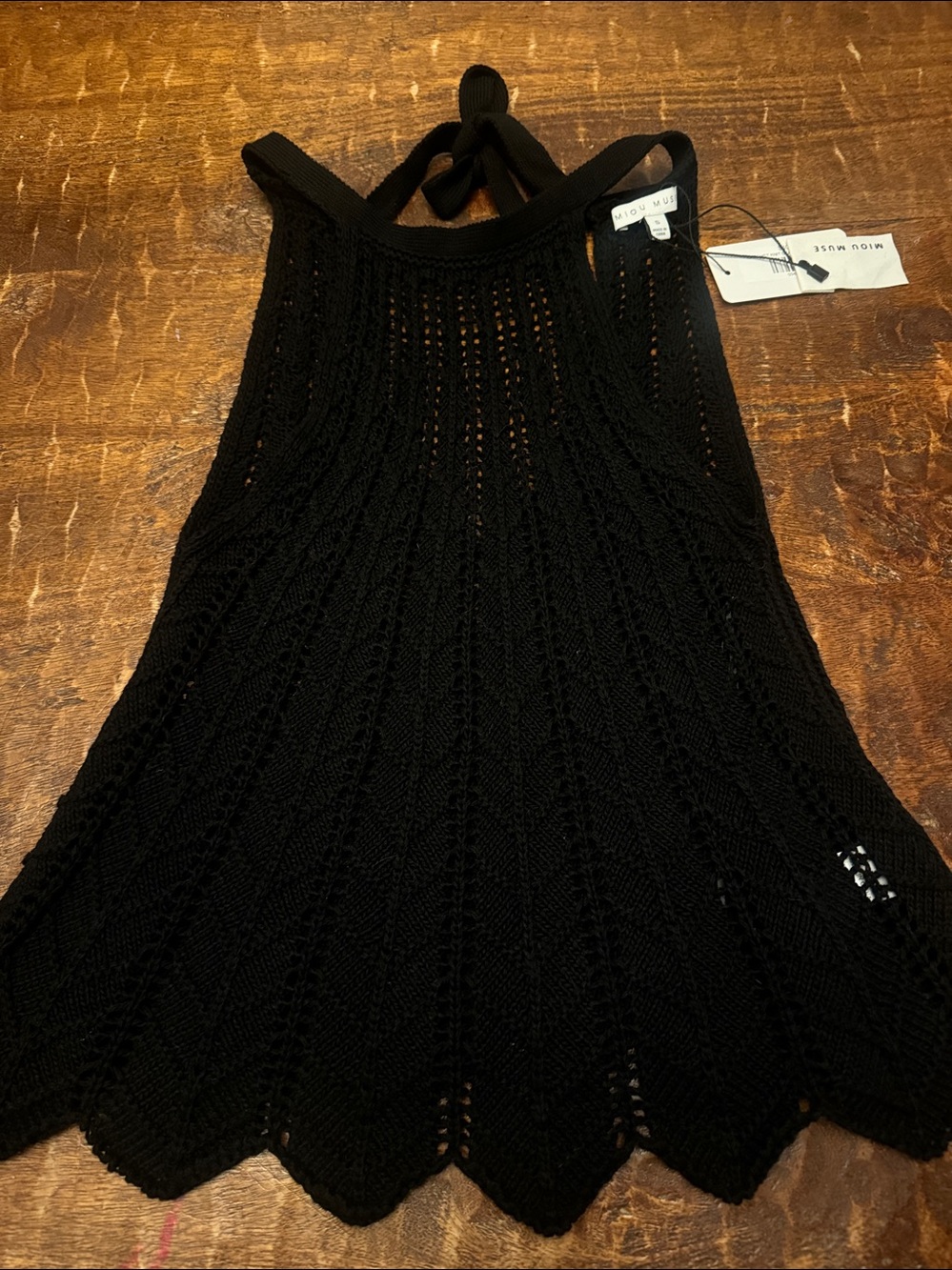 Black Crochet Scalloped Top - MIOU MUSE, NWT